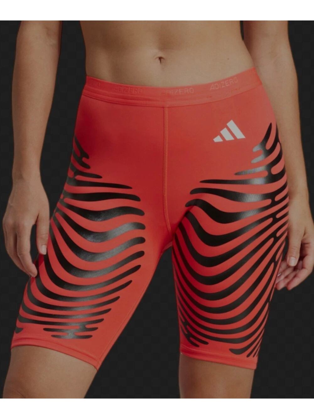 Womens Size M Adidas Short Leggings Adizero Control Running Red Black IX8977